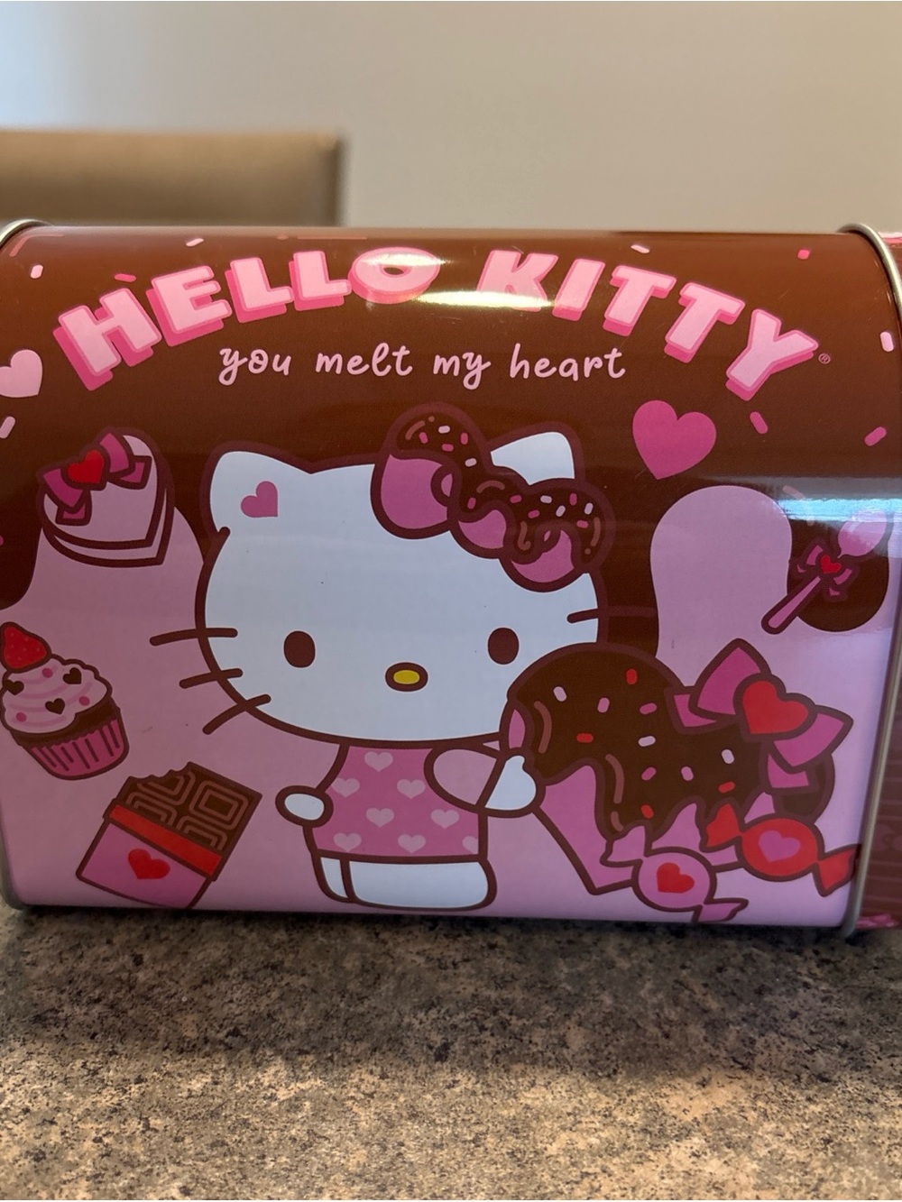 Hello Kitty Pink Chocolate-Themed Tin Mailbox